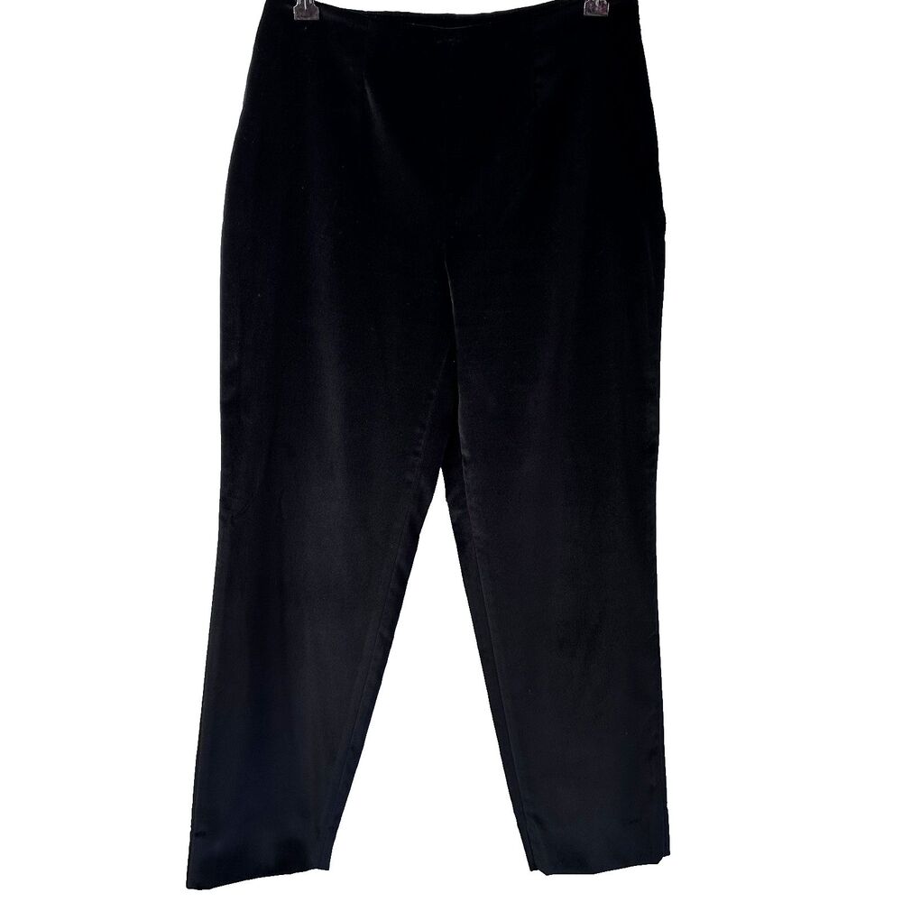 Piazza Sempione Audrey Black Velvet Straight Cropped Cotton Blend Pants Sz 6/42